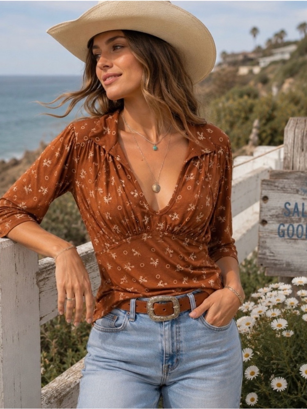 Free People Soraya rust top XS